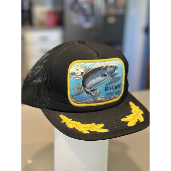 *Vtg Soft Patch Fish Logo Snapback Trucker Hat Canada Buck’s Trophy Club - Picture 1 of 7